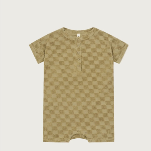 Dusky Checkerboard Terry Beach Romper | Organic Zoo