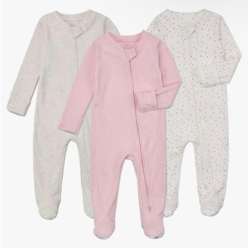 Aablexema Baby Footie Pajamas with Mittens - 3Pcs Infant Cotton Footed One Piece Sleepwear Outfits