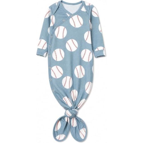 Copper Pearl Baby Gown - Knotted Newborn Sleepers for Baby Boy and Girl, Soft Stretchy Long Sleeve Infant Gowns with Bottom Tie and Hand Mittens, Perfect Hospital Coming Home Outfit (Slugger)