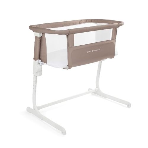 Baby Delight Beside Me™ Dreamer Bassinet | Bedside Sleeper & Baby Bassinet | 8-Position Height Adjustment | 100% GOTS Certified Organic Cotton Fabric | Organic Mocha