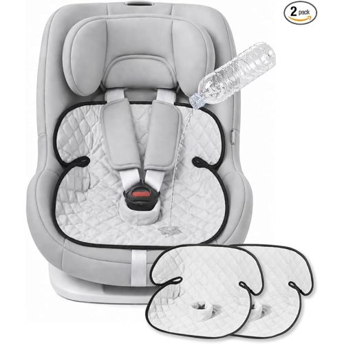 2-Pack Waterproof Piddle Pads, Potty Training Car Seat Protector & Reusable Liner – Non-Slip, Leak-Proof Cover for Car Seats, Strollers, High Chairs, Machine Washable(Grey)