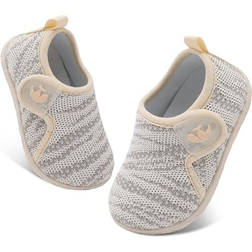 FEETCITY 12-18 Month First Walking Shoes Infant Sneakers Crib Shoes Breathable Lightweight Slip On Shoes