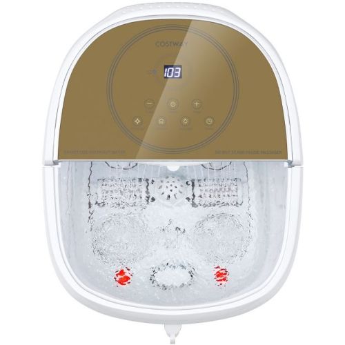 Costway Foot Spa Bath Massager w/ 2-Angle Shower & Motorized Rollers