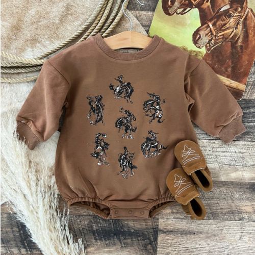 Rodeo Rowdy L/S Bubble Romper (Cognac)