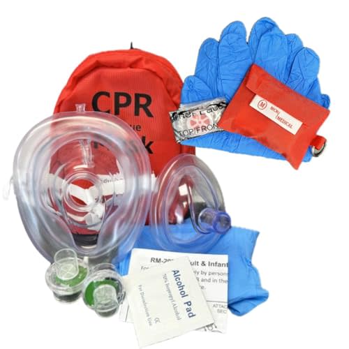Adult/Child & Infant CPR Mask with 2 Valves & CPR Res-Cue Mask Key Chain, MCR Medical