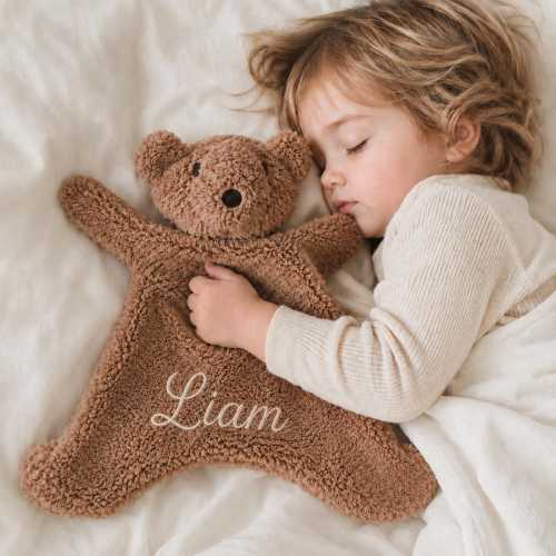 Personalized Baby Lovey with Name, Custom Embroidered Comforter, Baby Sleep Soothe Toy, Plush Bear Lovey Baby Shower Gift