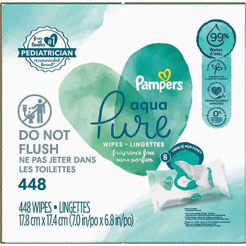 Pampers Aqua Pure Sensitive Baby Wipes, 448 count
