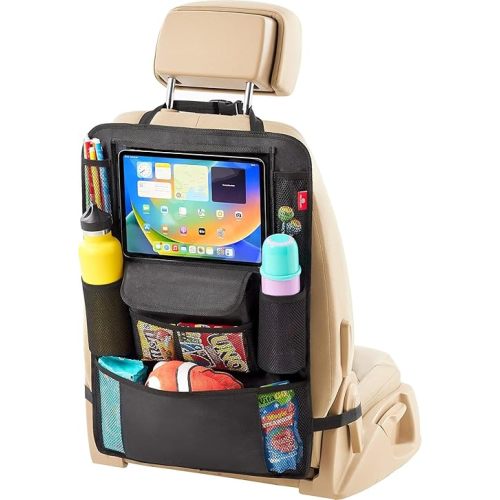Helteko Car Seat Organizer, Ultra Version Kids Backseat Car Organizers and Storage, Waterproof Back Seat Protector Kick Mats with Tablet Holder 12 in, Car Accessories Interior and Travel Essentials.