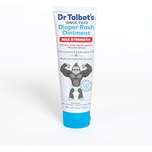 Dr. Talbot's Maximum Strength Diaper Rash Ointment - 4 oz - Zinc Oxide Skin Protectant with Peruvian Balsam - Treats and Prevents Rash