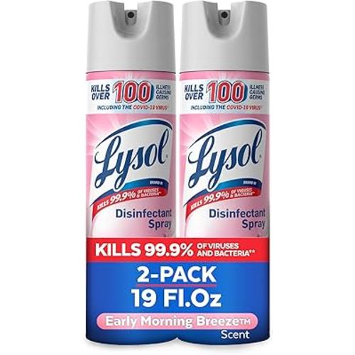 Lysol Disinfectant Spray, Sanitizing And Antibacterial Spray, For Disinfecting And Deodorizing, Early Morning Breeze, 19 Fl Oz (Pack Of 2), Packaging May Vary