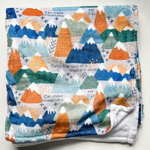 Faith Moves Mountains Minky Blanket