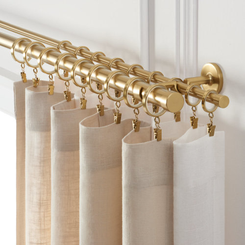 MODE Cambria® Designer Series, Premium 1-1/8 in Larger Dia with 5/8 in back rod, Non-Adjustable Double Curtain Rod, Designer Brackets & Reviews | Wayfair