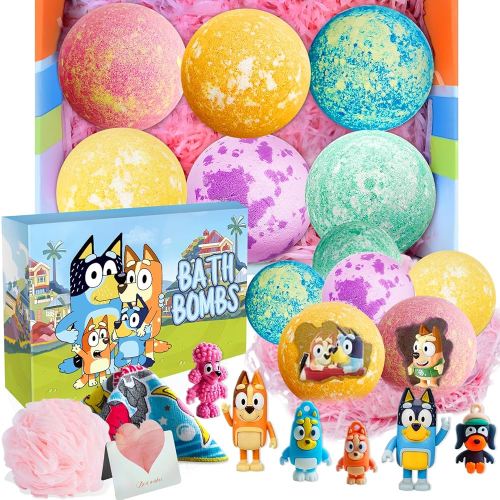 Bath Bombs for Kids: XXL Bath Bombs with Surprise Inside, Organic Bath Bombs Rich in Natural Essential Oils, Kids Bath Bombs Gift Set for Dry Skin Moisturize, Gifts Card for Kids (6 Pcs)