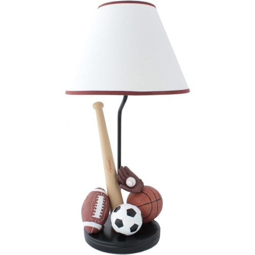 Bright Lights Sports Table Lamp with Matching Night Light - Fantastic Hand Painted Details, Brown, white, black, tan