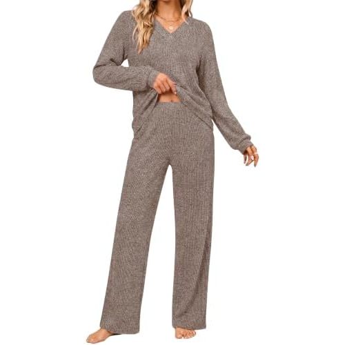 Ekouaer Lounge Sets for Women Long Sleeve 2 Piece Pajamas Set with Pockets