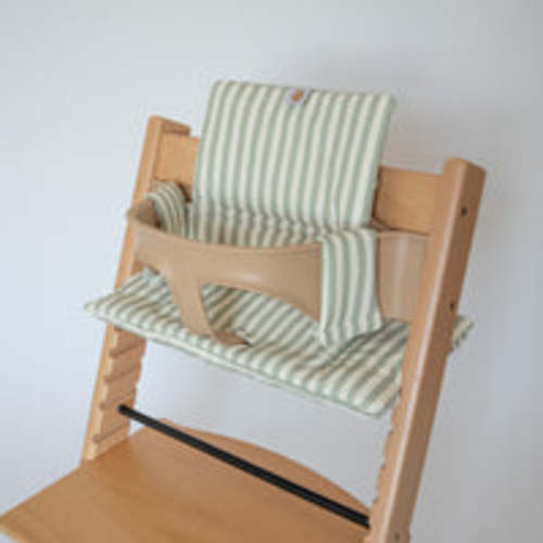 Wipeable Cushion for Stokke Tripp Trapp - Sage Stripe
