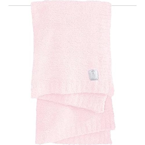 Little Giraffe Plush Chenille Knit Baby Blanket 29" x 35", Pink
