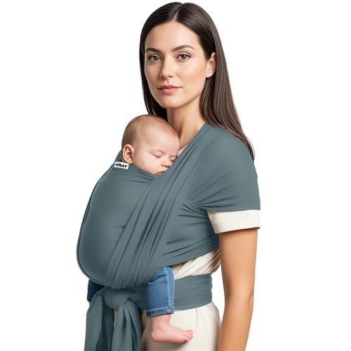 Yolay Baby Wrap Carrier Easy to Wear Soft Baby Carrier Sling Hands Free Adjustable Baby Carrier for Newborn to Toddler Upto 50 lbs, Dark Grey