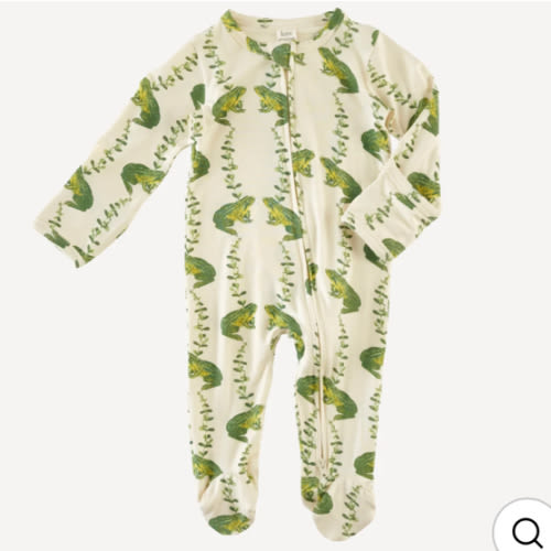 long sleeve two way zipper footie | garden frog | bamboo