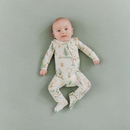 Bamboo Zip-Up Footie - Forest Explorer