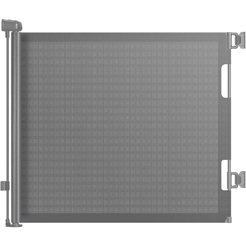 HAMOPY Retractable Baby Gate, 33" Tall, Extends up to 55" Wide, Durable Auto-Lock Baby Gates for Stairs, Mesh Dog Gate and Child Safety Gates for Doorways, Hallways, Indoor, Outdoor(Grey)