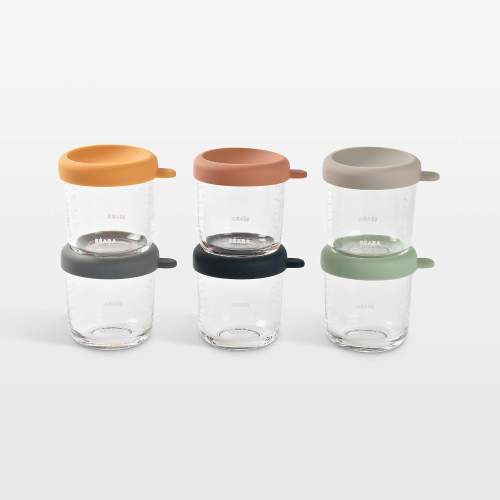 BEABA 8oz Glass Baby Food Jars, Set of 6