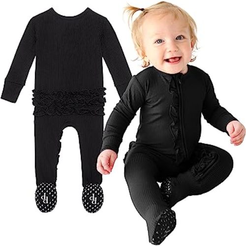 Posh Peanut Baby Girl Sleepers - Viscose from Bamboo Baby Pajamas & 2 Way Zipper Sleepers - Ruffled Baby Clothes for Girls