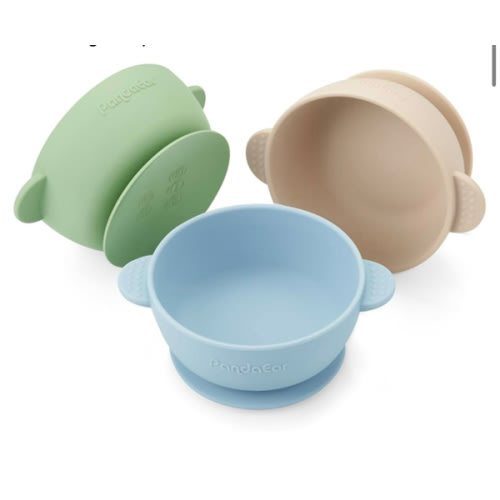 PandaEar 3 Pack Baby Bowls with Suction| Stay Put Silicone Food Bowl for Babies Kids Toddlers Infants| Food Grade Soft Safe BPA-Free Silicone (Multi-Color)
