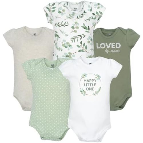 Hudson Baby Infant Girls Cotton Bodysuits 5-Pack