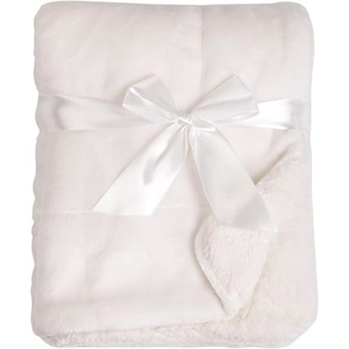 American Baby Company Heavenly Soft Chenille Sherpa Toddler Blanket, Warm and Cozy, Ivory, 36" x 48" for Boys and Girls, Versatile for Nap Time, Preschool and Travel