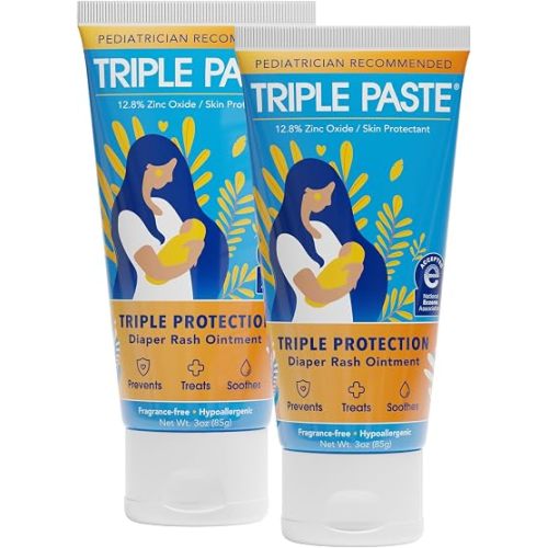 Triple Paste Diaper Rash Cream, Zinc Oxide Baby Ointment, 3 oz, 2 Pack