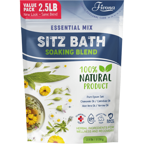 Fivona 40oz Hemorrhoids and Postpartum Care Sitz Bath Soak, Epsom Salt with All Natural Oils for Self Care Bartholin Cyst Treatment, Large Value Pack