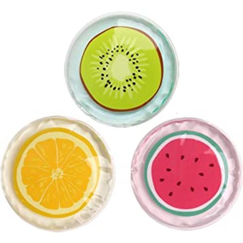 Hilph Kid Ice Packs, Reusable Boo Boo Ice Packs for Kids & Toddlers & Baby Injuries, Hot Cold Compress for Body Pain Relief, Bumps & Bruises, Toothache, Fever, 4.5 Inch, 3 Packs, Fruit