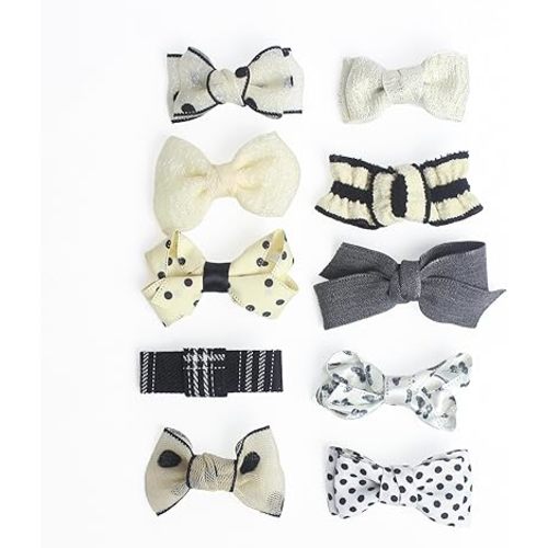 Baby Hair Clips Set, 10PCS Soft Fabric Hair Accessories for Toddlers, Mini Hair Bows for Daily Wear, School, Parties, Birthday Gifts (Black)