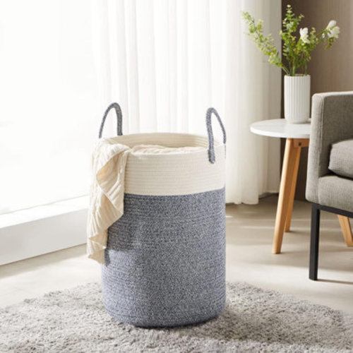 Highland Dunes Woven Rope Laundry Hamper with Handles Durable Storage Basket | Wayfair