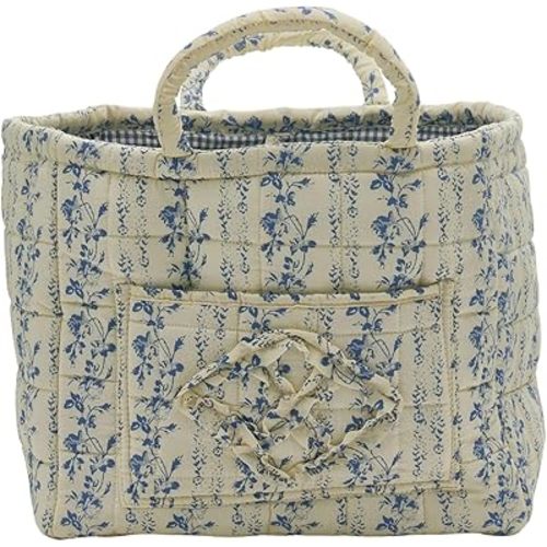 Boho Fabric Storage Basket, Large Capacity Laundry Basket, 12.2'' x 10.23'' x 10.23'' Collapsible Laundry Hamper with Easy Carry Handles (B Multi-Color 5, L)