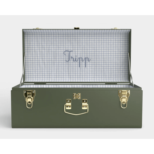 Petite Trunk - Green | Blue Picnic Interior | Miramar Light Grey Blue Embroidery