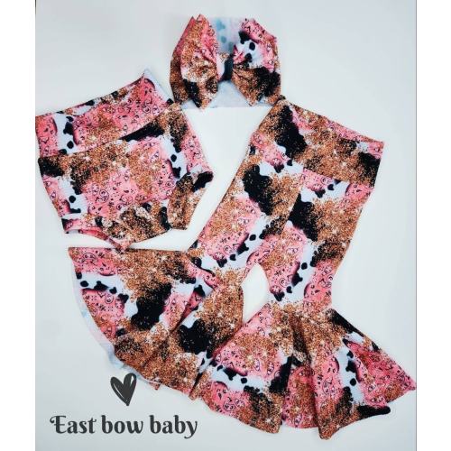 Glam Western Clothing, Baby girl Cow western clothing,Cow girl clothing,Toddler Western bellbottom, Cow Girl Flares, Baby Western Bellbottom