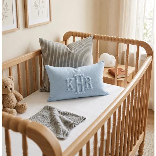Personalized Monogram Initial Punch Needle Nursery Pillow, Custom Baby Pillows, Baby's Shower Gift, Gender Neutral Nursery Decor