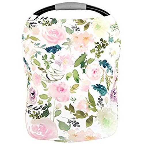 Premium Soft, Stretchy, and Spacious 5 in 1 Multi-Use Cover for Nursing, Baby Car Seat, Stroller, Scarf, and Shopping Cart - Best Gifts by Pobibaby (Allure)
