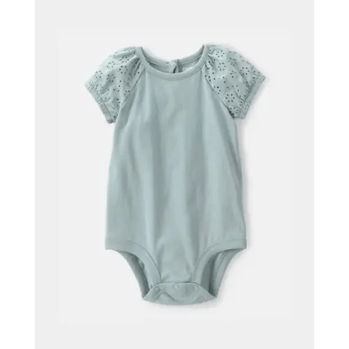 Baby Girl Eyelet-Sleeve Bodysuit - Green - OshKosh B'gosh | Carter's