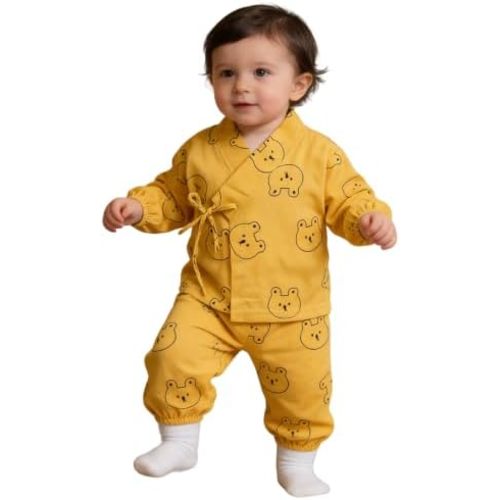Baby Boys Girls Japanese Outfit Set Long Sleeve Kimono Robe Shirt Tops & Elastic Waist Pants Toddler Clothes 2pcs