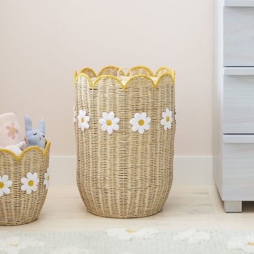 Daisy Rattan Lidded Hamper | West Elm
