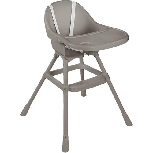 Dolu Nuve Practical High Chair for Ages 6 Months & Up with 3 Point Harness, Removable Front Tray, Non-Slip Feet & Easy to Assemble Construction, Gray