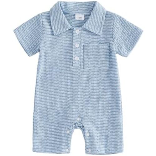 BemeyourBBs Newborn Baby Boy Clothes Short Sleeve Dress Shirt Romper