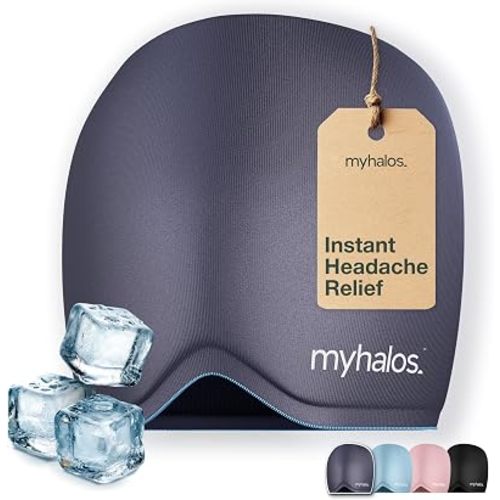 Myhalos® Migraine Relief Cap, Ice Hat for Migraines, Headache Relief Cap, 30% More Gel, Hot & Cold Therapy Head Ice Pack, Cooling Headache Hat, Tension Wrap, Hangover Cap, Ice Face Mask, FSA|HSA