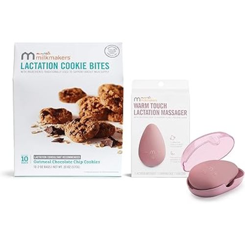 Munchkin® Milkmakers® 10pk Lactation Cookie Bites, Oatmeal Chocolate Chip and Lactation Massager with Heat and Vibration