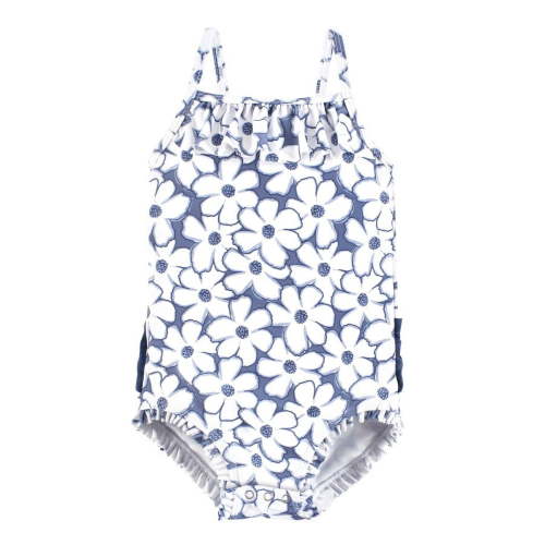 Hudson Baby Girls Baby Swimsuit, Blue Cosmos, 3-6 Months