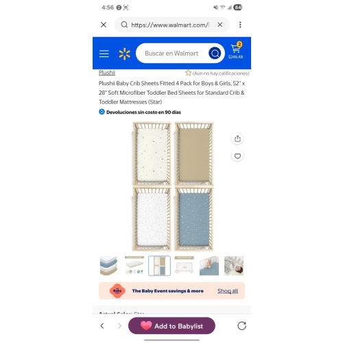 Plushii Baby Crib Sheets Fitted 4 Pack for Boys & Girls, 52'’ x 28'' Soft Microfiber Toddler Bed Sheets for Standard Crib & Toddler Mattresses (Star)