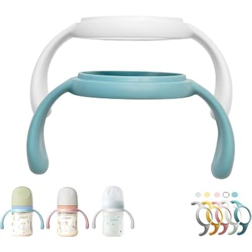 Pack of 2, Bottle Handles Grips Compatible with Pigeon Nursing Bottles and Silicone Coating Glass Bottles (Colors May be Vary)